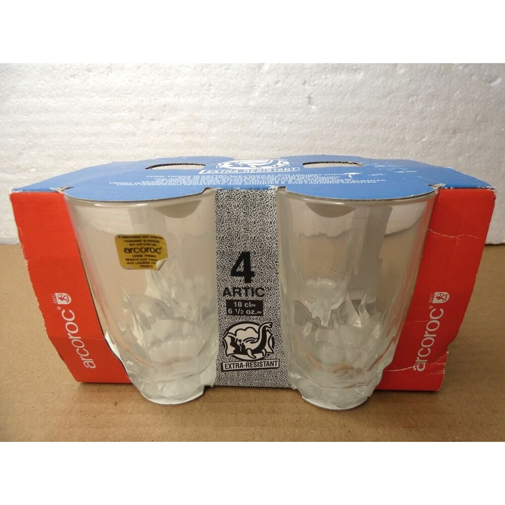Arcoroc Set of 4 New 6.5 oz Glasses France Clear Extra Resistant New